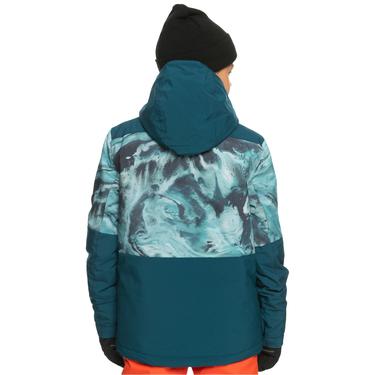  Quiksilver Mission Printed Block Youth Erkek Çocuk Mavi Snowboard Ceketi