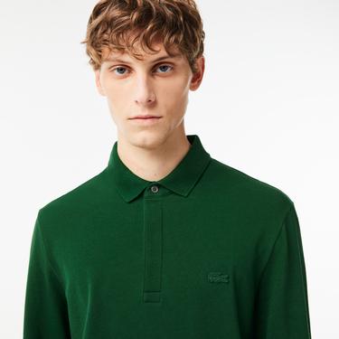  Lacoste Paris Erkek Regular Fit Uzun Kollu Haki Polo