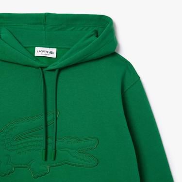  Erkek Relaxed Fit Kapüşonlu Baskılı Yeşil Sweatshirt