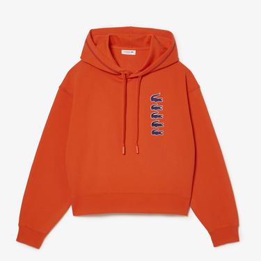  Lacoste Kadın Relaxed Fit Kapüşonlu Turuncu Sweatshirt