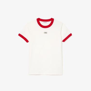  Kadın Slim Fit Bisiklet Yaka Beyaz T-Shirt