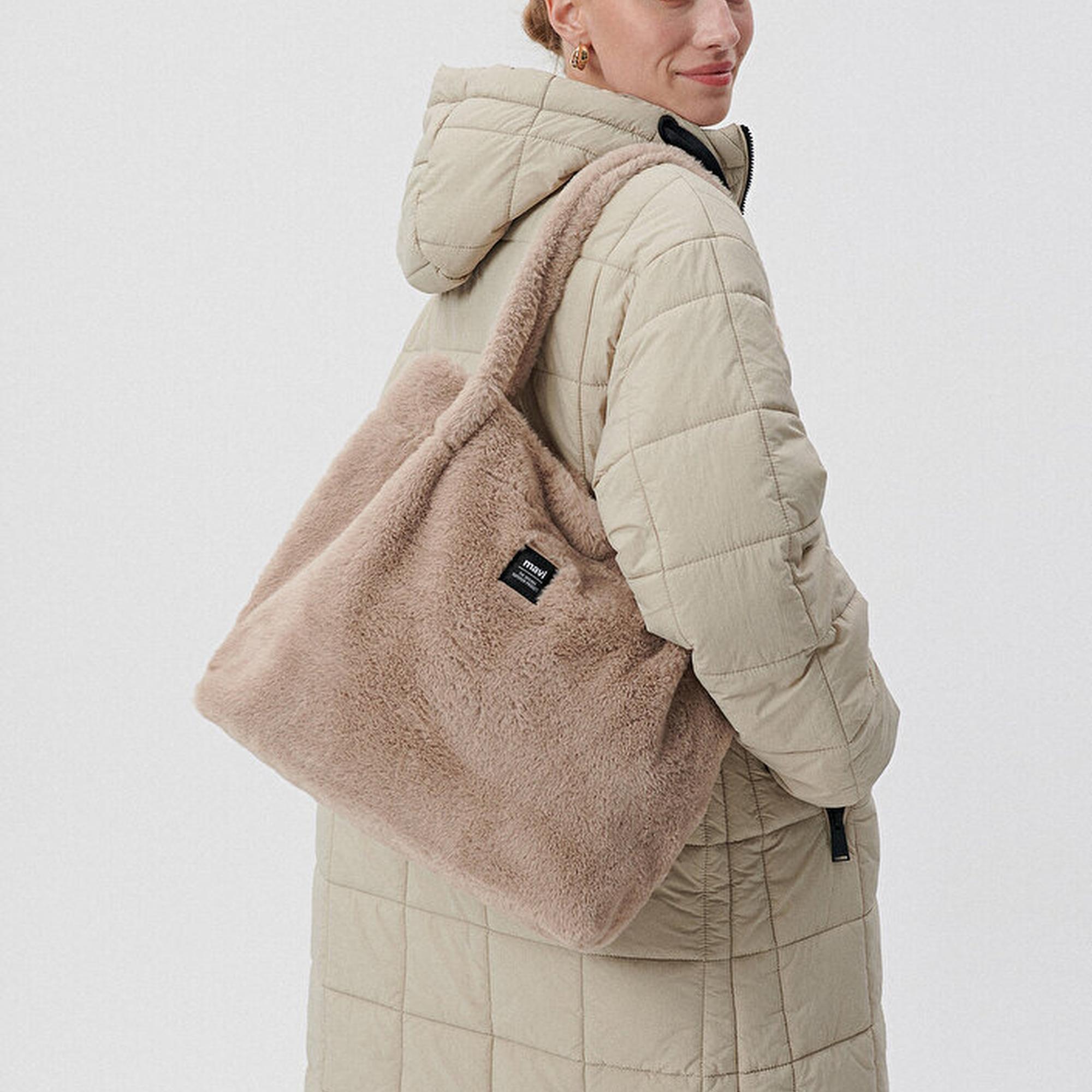 Mavi Bej Peluş Omuz Çantası 197617-34523