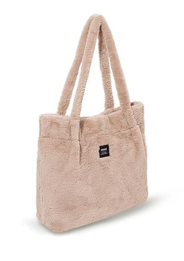  Mavi Bej Peluş Omuz Çantası 197617-34523