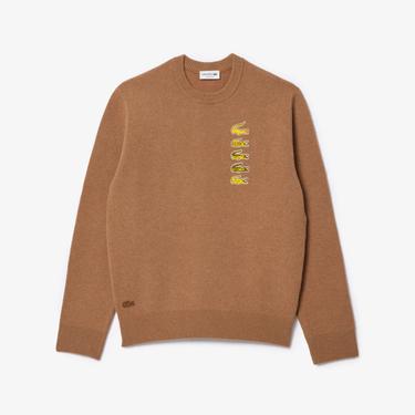  Lacoste Unisex Classic Fit Bisiklet Yaka Bej Triko