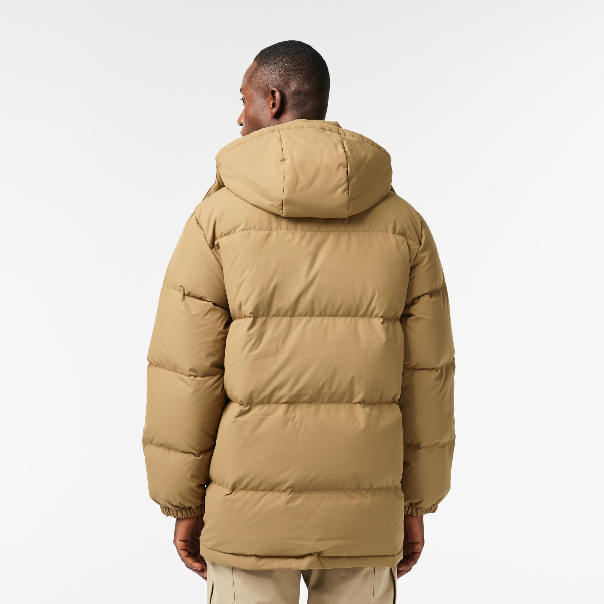 Erkek Kapüşonlu Kapitone Kahverengi Mont