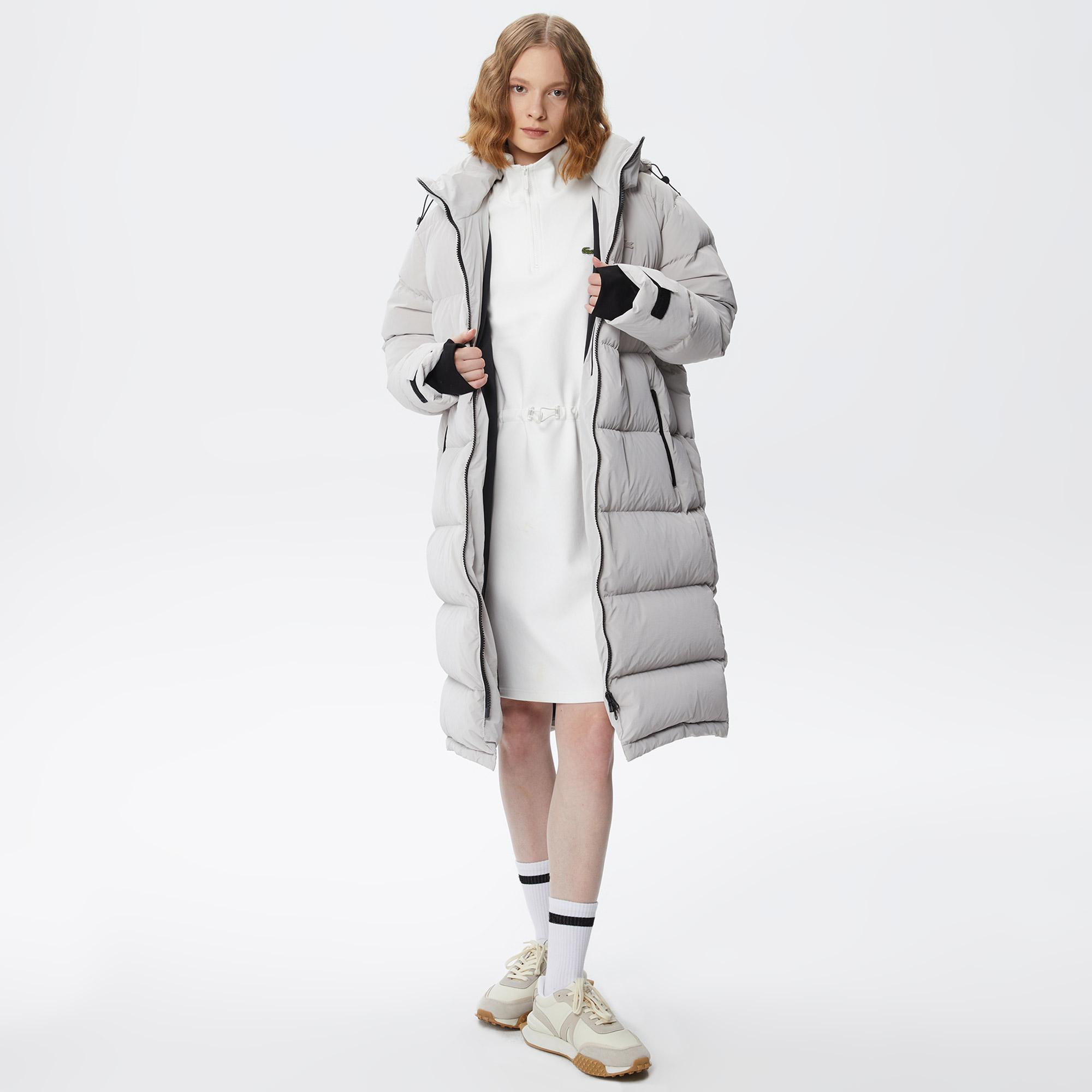 Kadın Kapüşonlu Kapitone Gri Mont