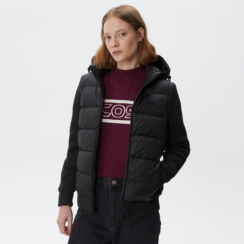  Kadın Kapüşonlu Kapitone Siyah Mont