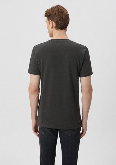  Mavi V Yaka Streç Gri Basic Tişört Fitted / Vücuda Oturan Kesim 061748-24398