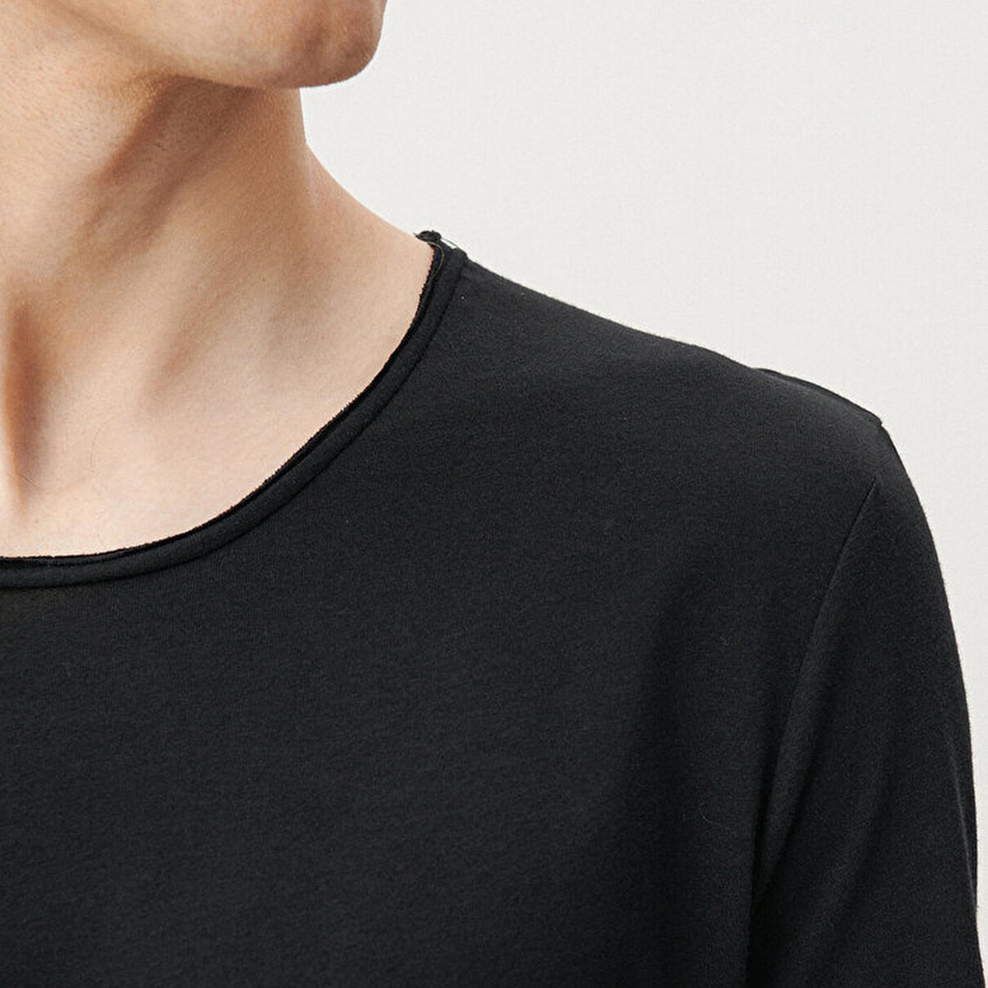 Mavi Siyah Basic Tişört Fitted / Vücuda Oturan Kesim 064019-20933