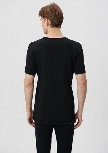  Mavi Siyah Basic Tişört Fitted / Vücuda Oturan Kesim 064019-20933