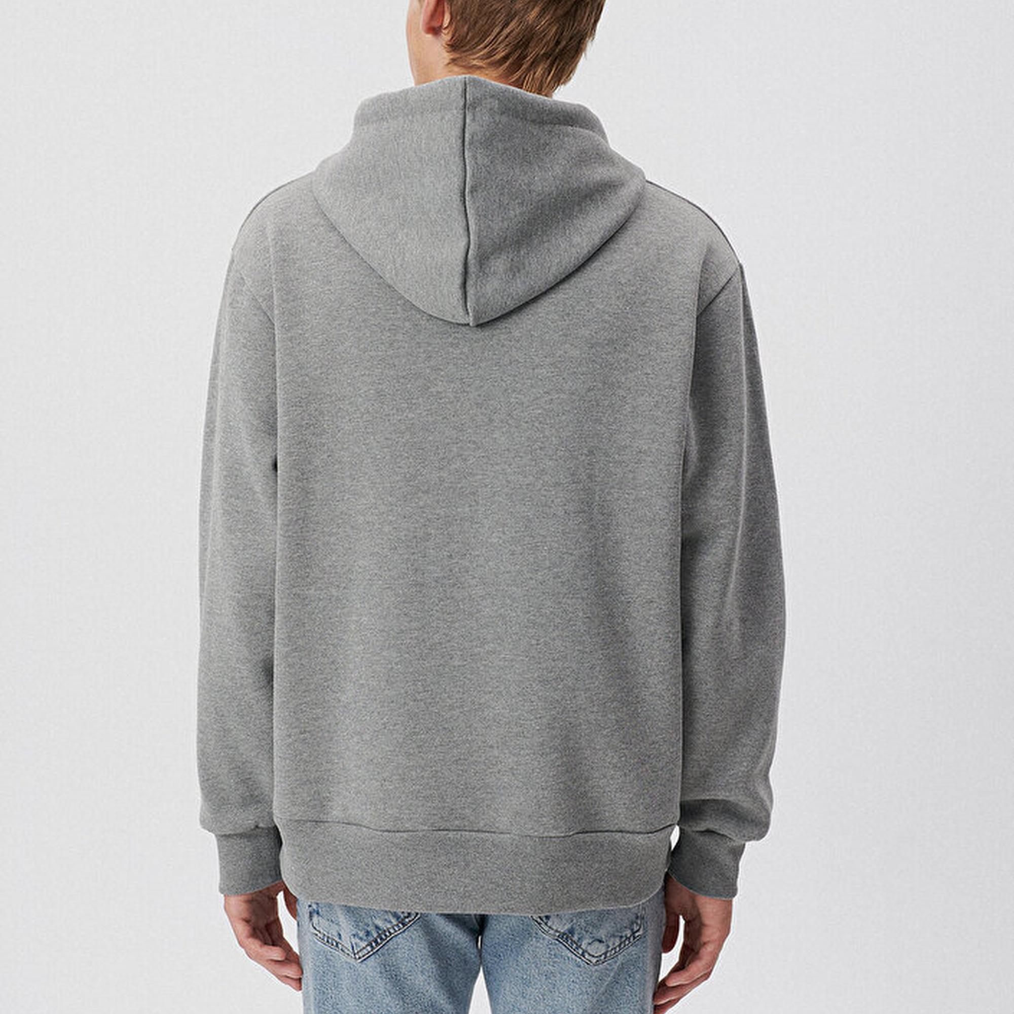 Mavi Mavi Logolu Kapüşonlu Fermuarlı Gri Sweatshirt 066979-34686