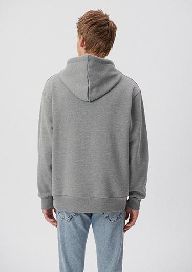  Mavi Mavi Logolu Kapüşonlu Fermuarlı Gri Sweatshirt 066979-34686