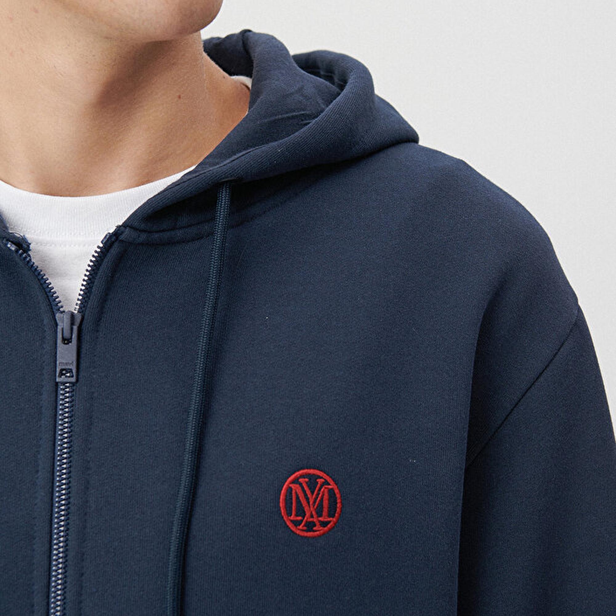 Mavi Mavi Logolu Kapüşonlu Fermuarlı Lacivert Sweatshirt 066979-70490