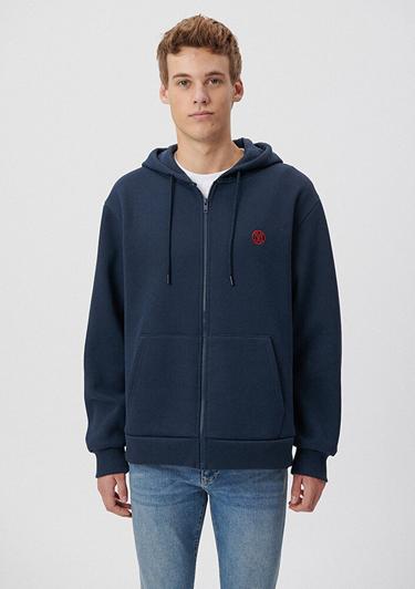  Mavi Mavi Logolu Kapüşonlu Fermuarlı Lacivert Sweatshirt 066979-70490