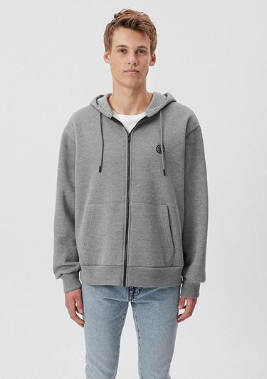  Mavi Mavi Logolu Kapüşonlu Fermuarlı Gri Sweatshirt 066979-34686