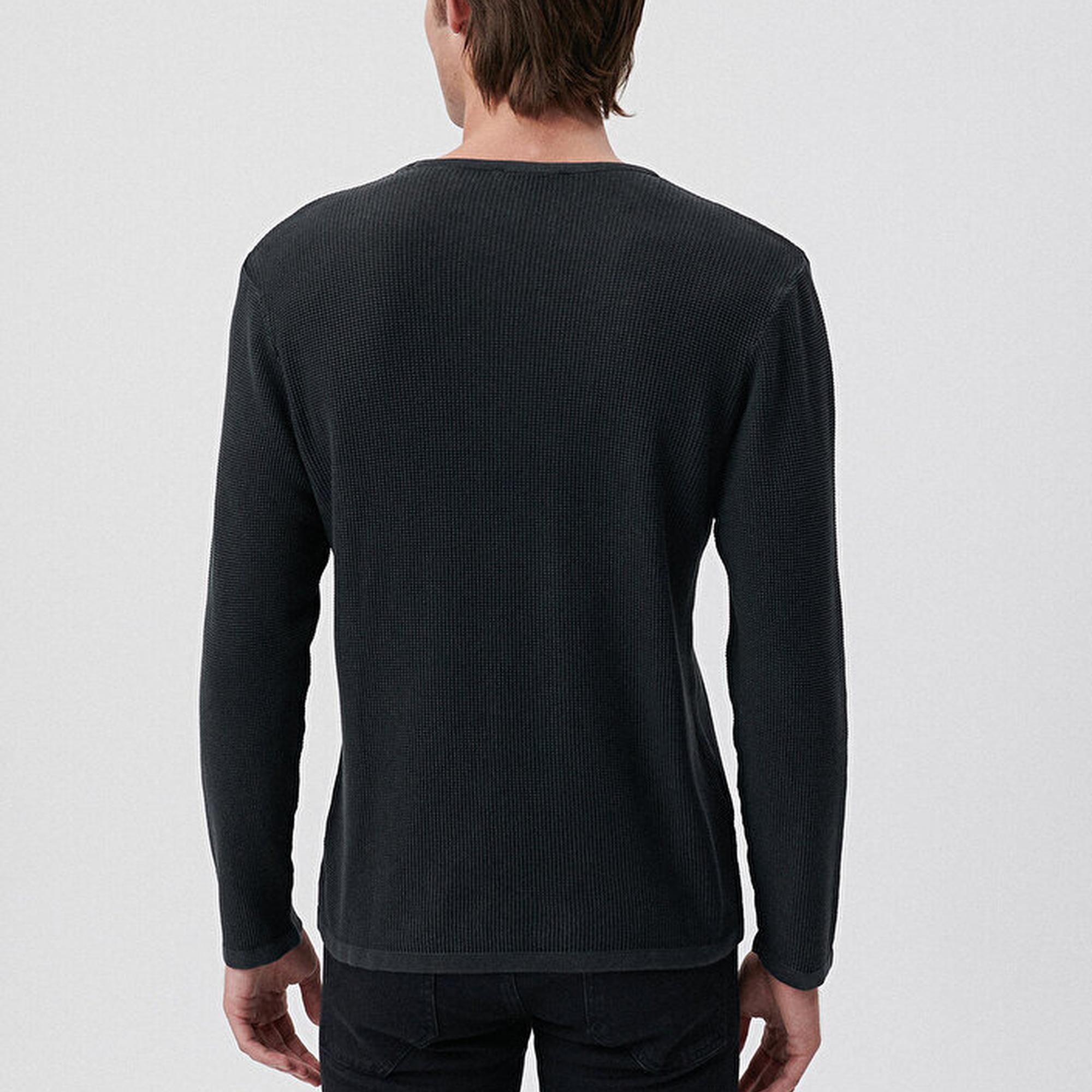 Mavi Siyah Bisiklet Yaka Kazak Slim Fit / Dar Kesim 070702-900