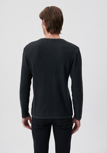  Mavi Siyah Bisiklet Yaka Kazak Slim Fit / Dar Kesim 070702-900