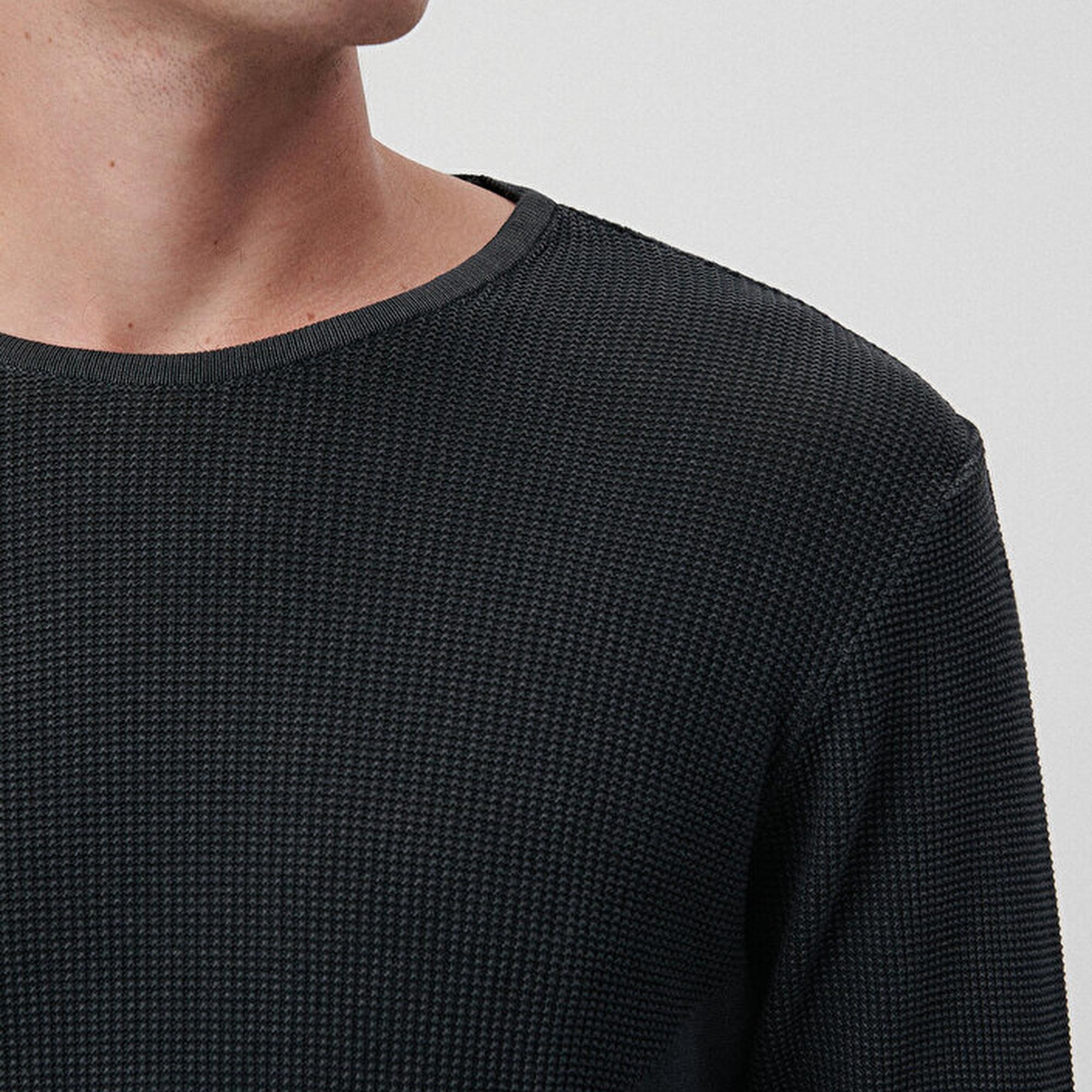 Mavi Siyah Bisiklet Yaka Kazak Slim Fit / Dar Kesim 070702-900