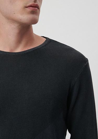  Mavi Siyah Bisiklet Yaka Kazak Slim Fit / Dar Kesim 070702-900