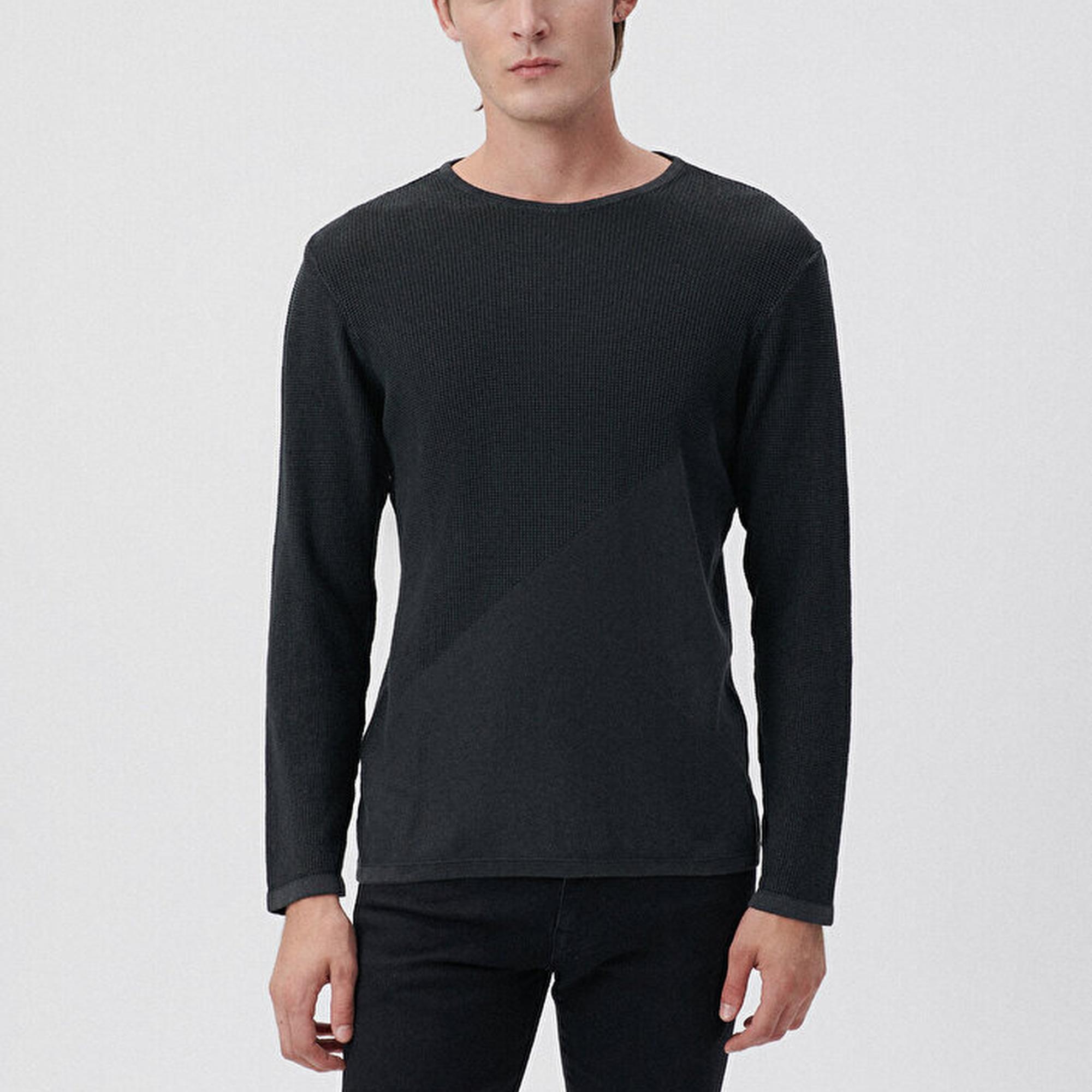 Mavi Siyah Bisiklet Yaka Kazak Slim Fit / Dar Kesim 070702-900