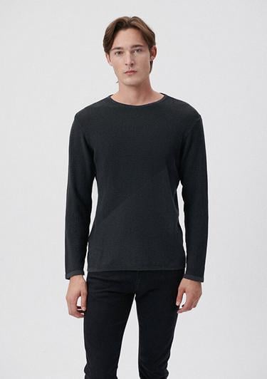  Mavi Siyah Bisiklet Yaka Kazak Slim Fit / Dar Kesim 070702-900