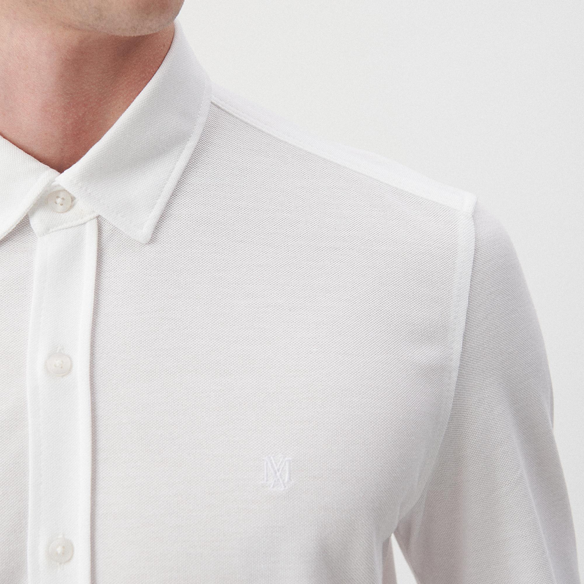 Mavi Beyaz Örme Gömlek Fitted / Vücuda Oturan Kesim 0210294-620