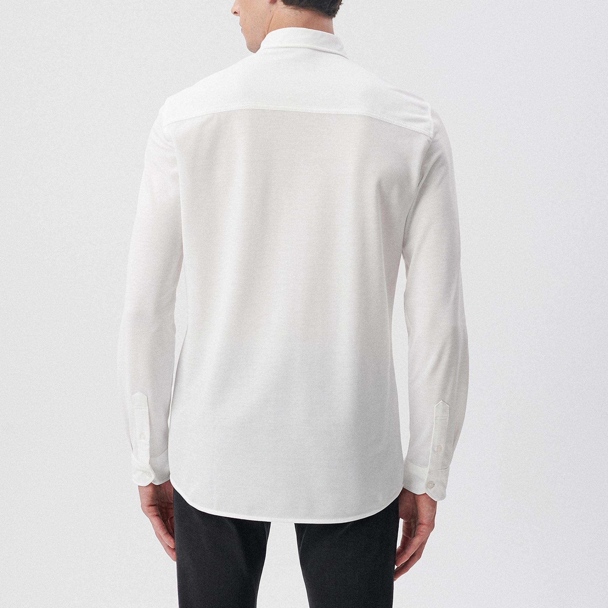 Mavi Beyaz Örme Gömlek Fitted / Vücuda Oturan Kesim 0210294-620