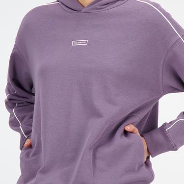  New Balance Essentials French Terry Oversize Kadın Mor Hoodie