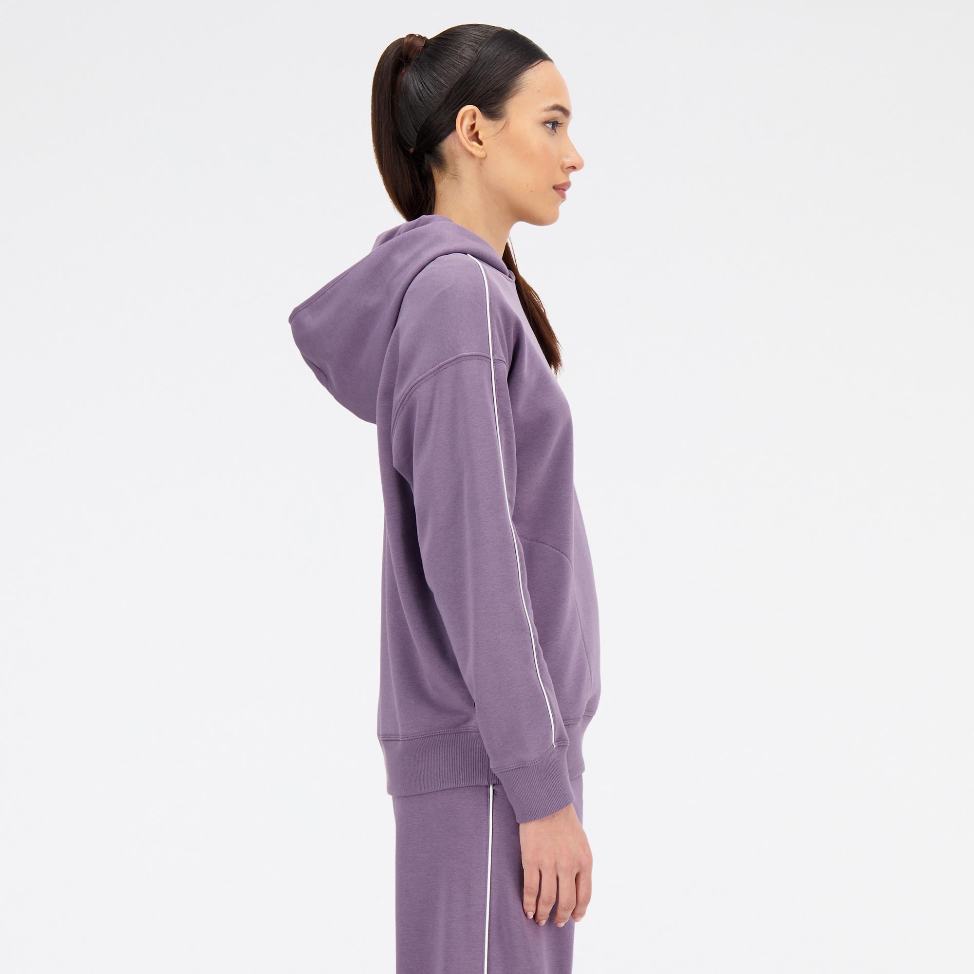 New Balance Essentials French Terry Oversize Kadın Mor Hoodie
