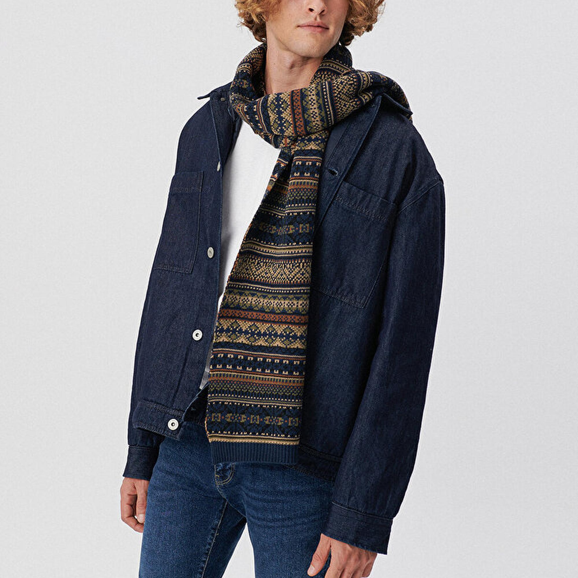 Mavi Jakarlı Lacivert Atkı 091059-29764