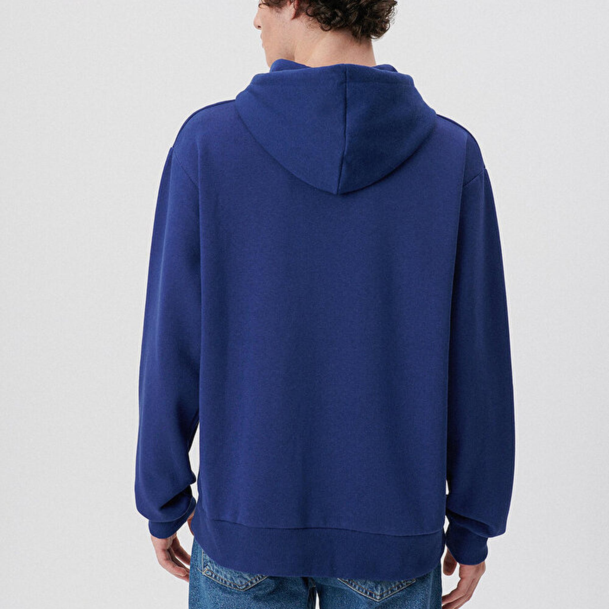 Mavi Mavi Logo Baskılı Kapüşonlu Mavi Sweatshirt 0S10001-70722