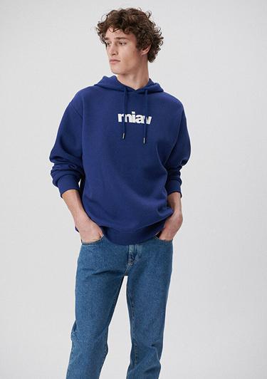  Mavi Mavi Logo Baskılı Kapüşonlu Mavi Sweatshirt 0S10001-70722