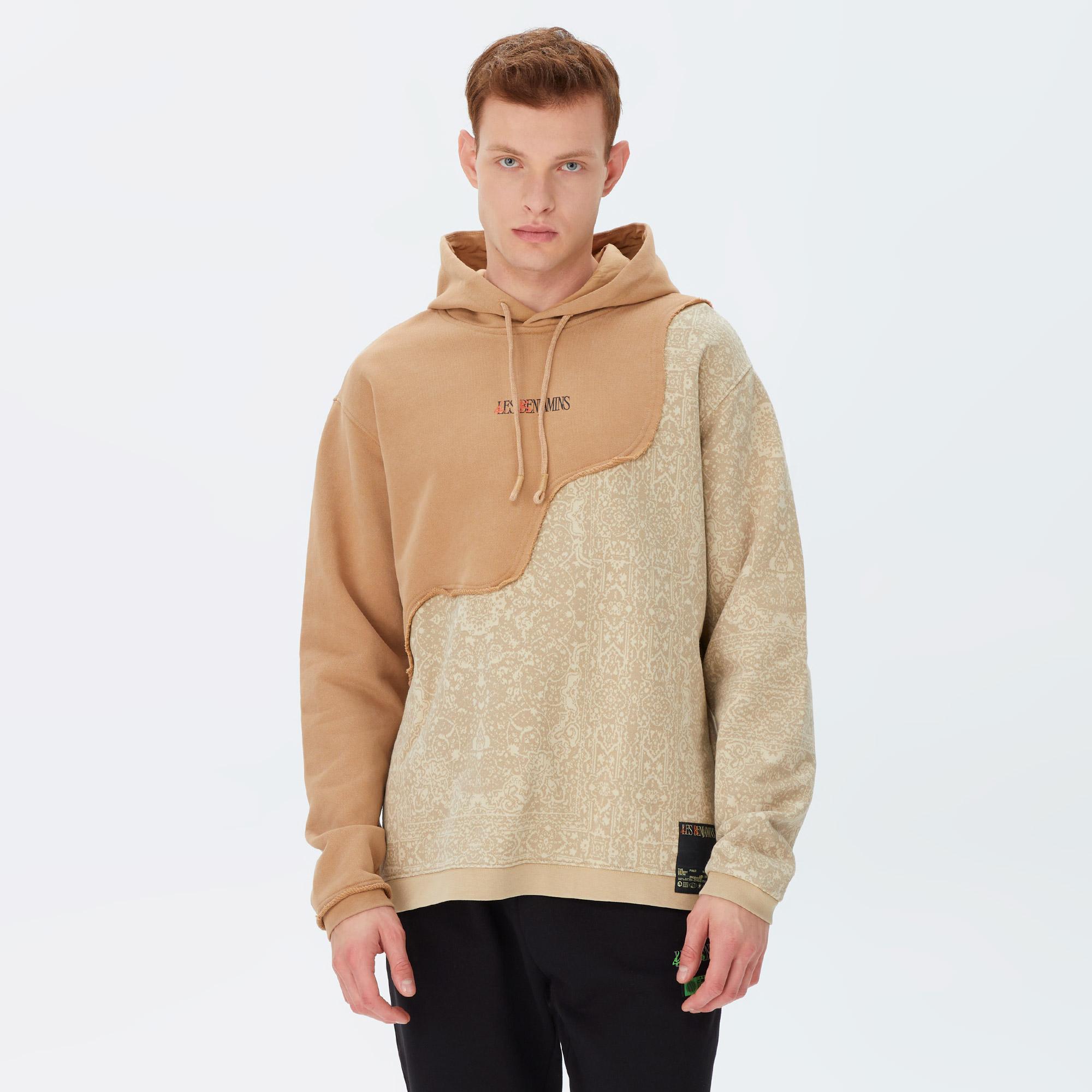 Les Benjamins 002 Unisex Bej Oversized Hoodie Sweatshirt