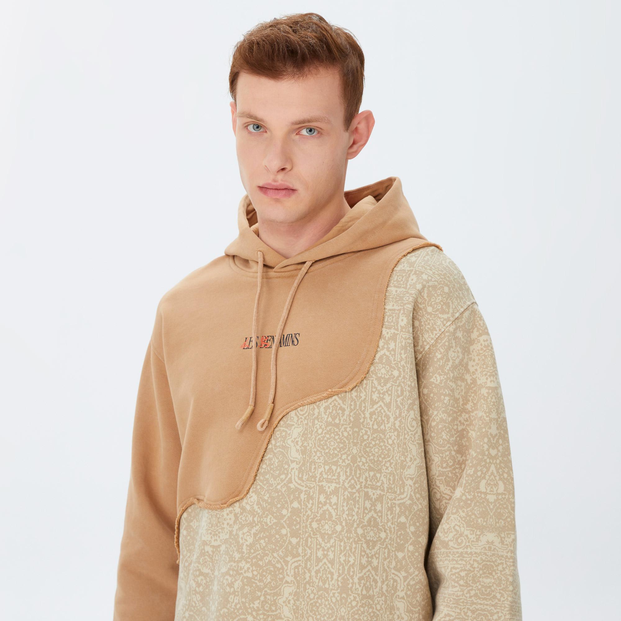 Les Benjamins 002 Unisex Bej Oversized Hoodie Sweatshirt