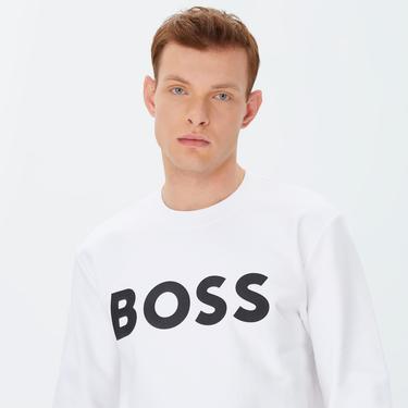  Boss Soleri Erkek Beyaz Sweatshirt