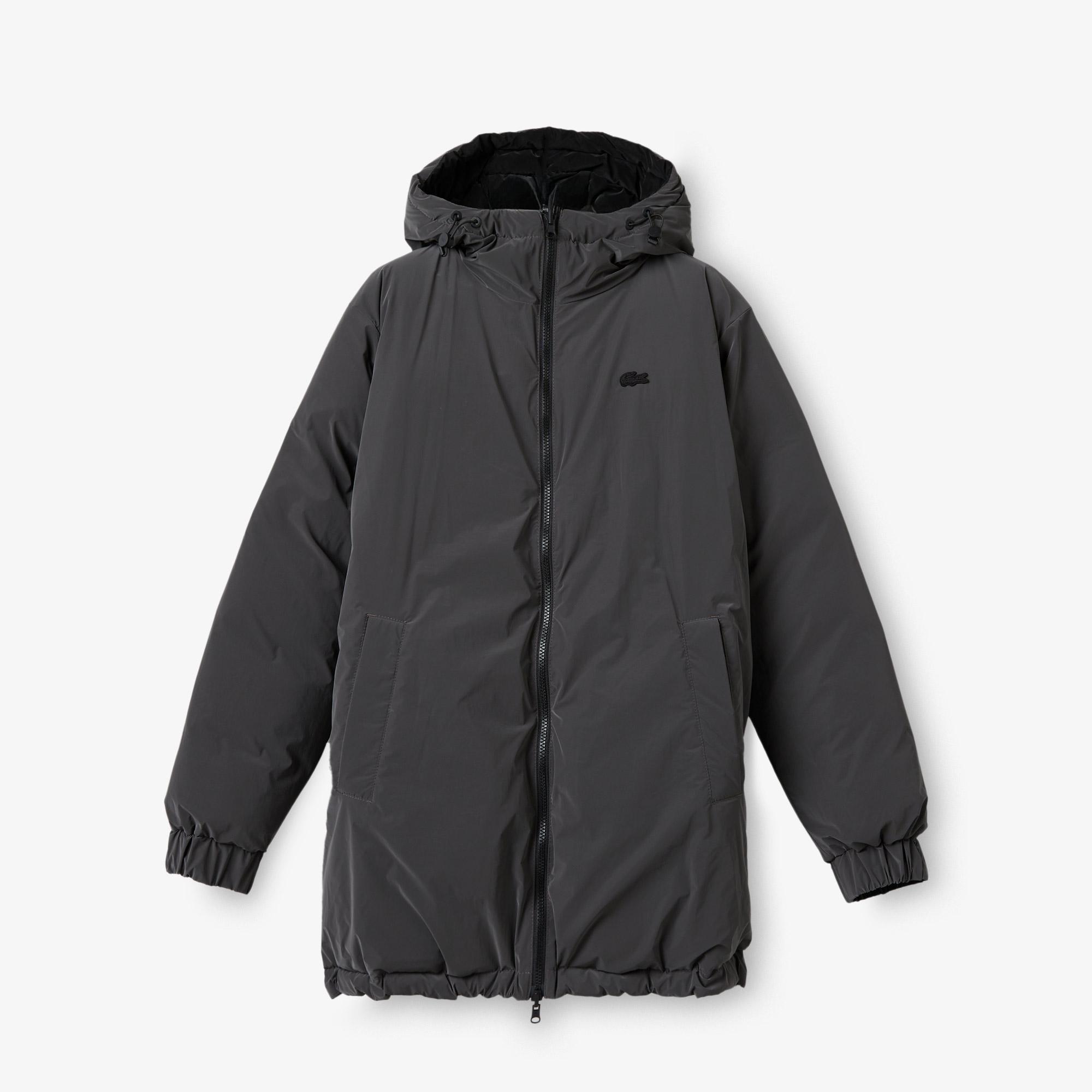 Kadın Kapüşonlu Çift Taraflı Siyah Şişme Mont