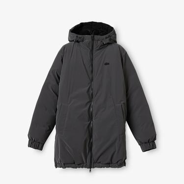  Kadın Kapüşonlu Çift Taraflı Siyah Şişme Mont