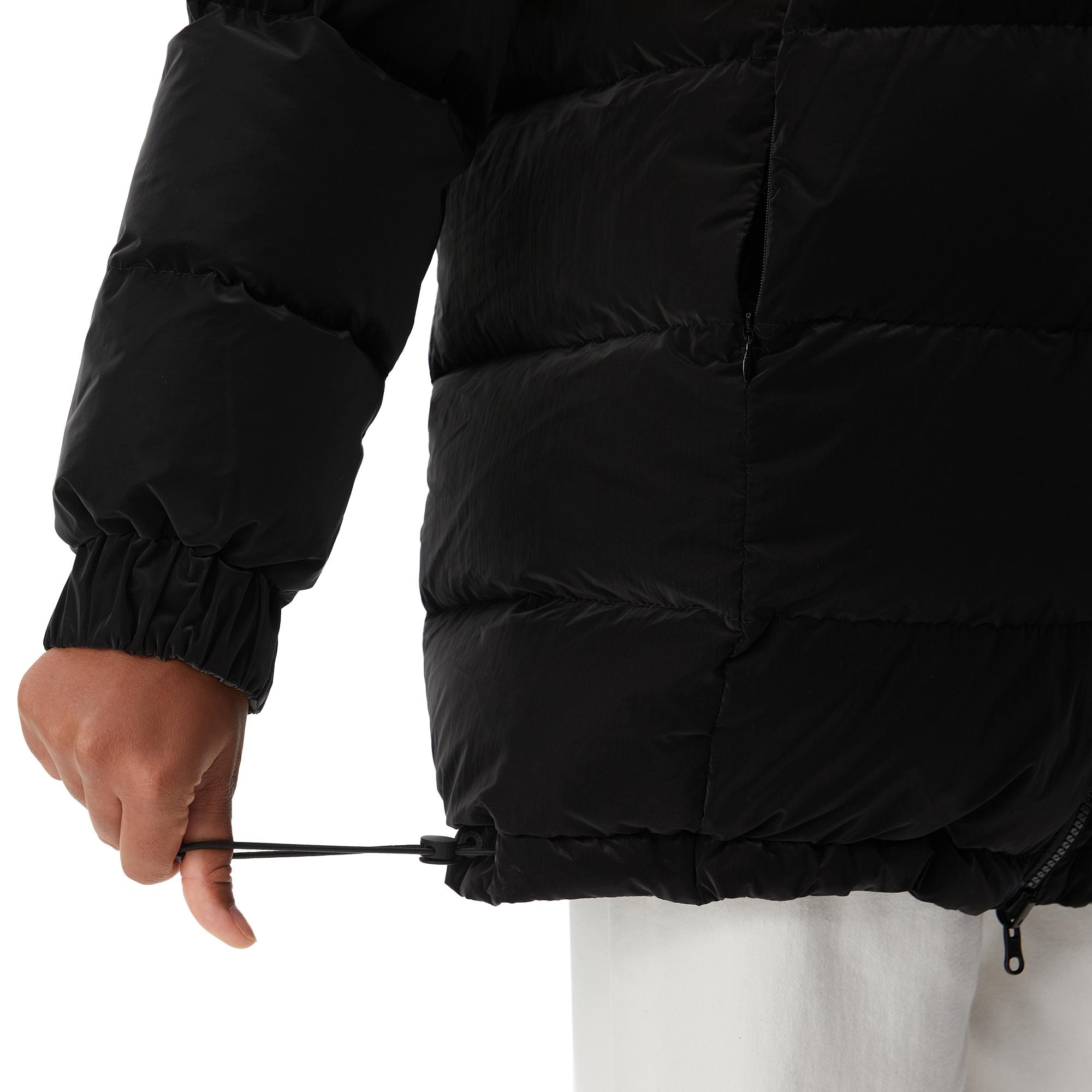 Kadın Kapüşonlu Çift Taraflı Siyah Şişme Mont