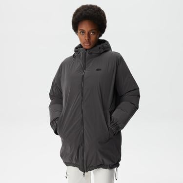  Kadın Kapüşonlu Çift Taraflı Siyah Şişme Mont