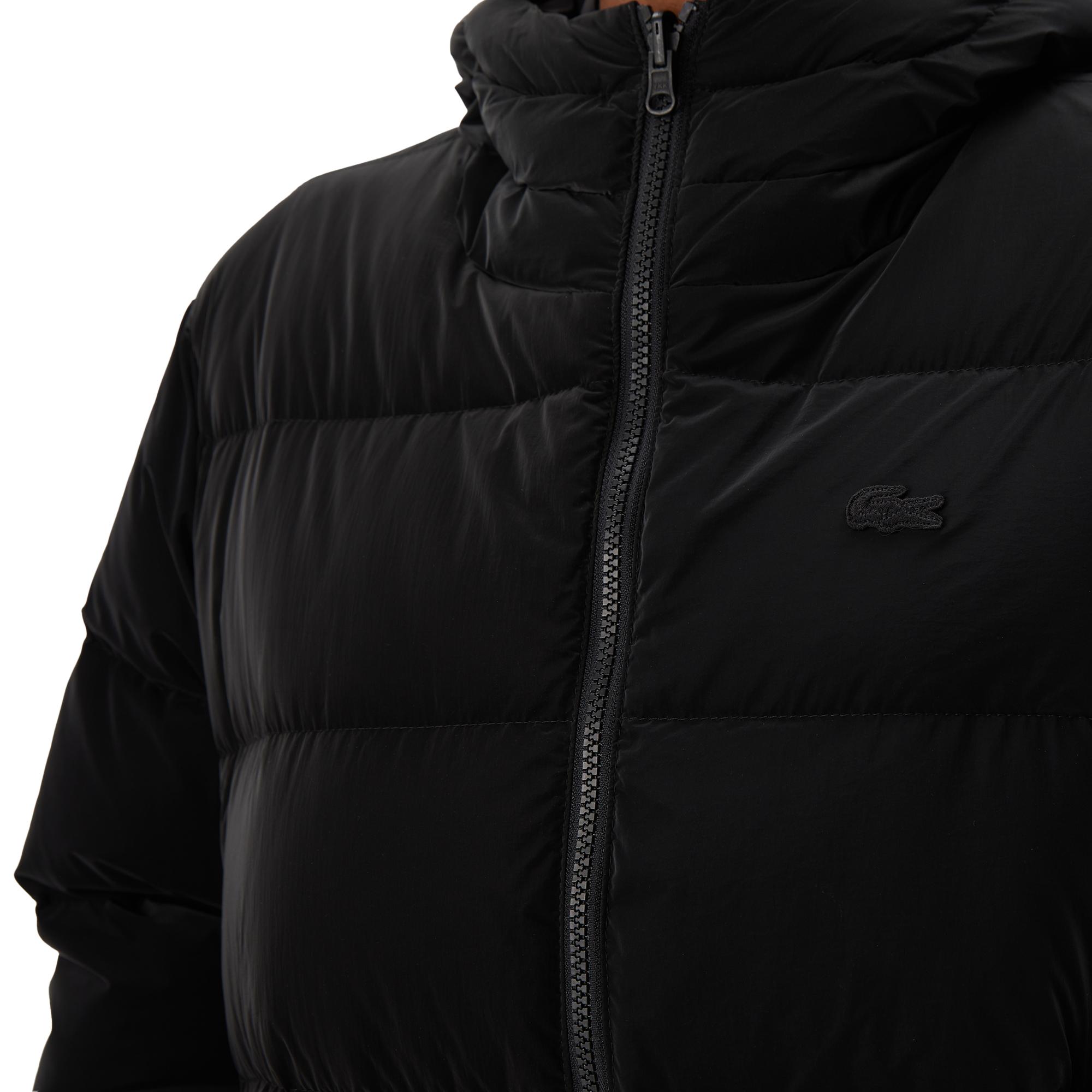 Kadın Kapüşonlu Çift Taraflı Siyah Şişme Mont