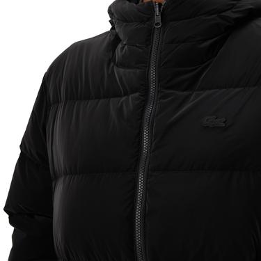  Kadın Kapüşonlu Çift Taraflı Siyah Şişme Mont