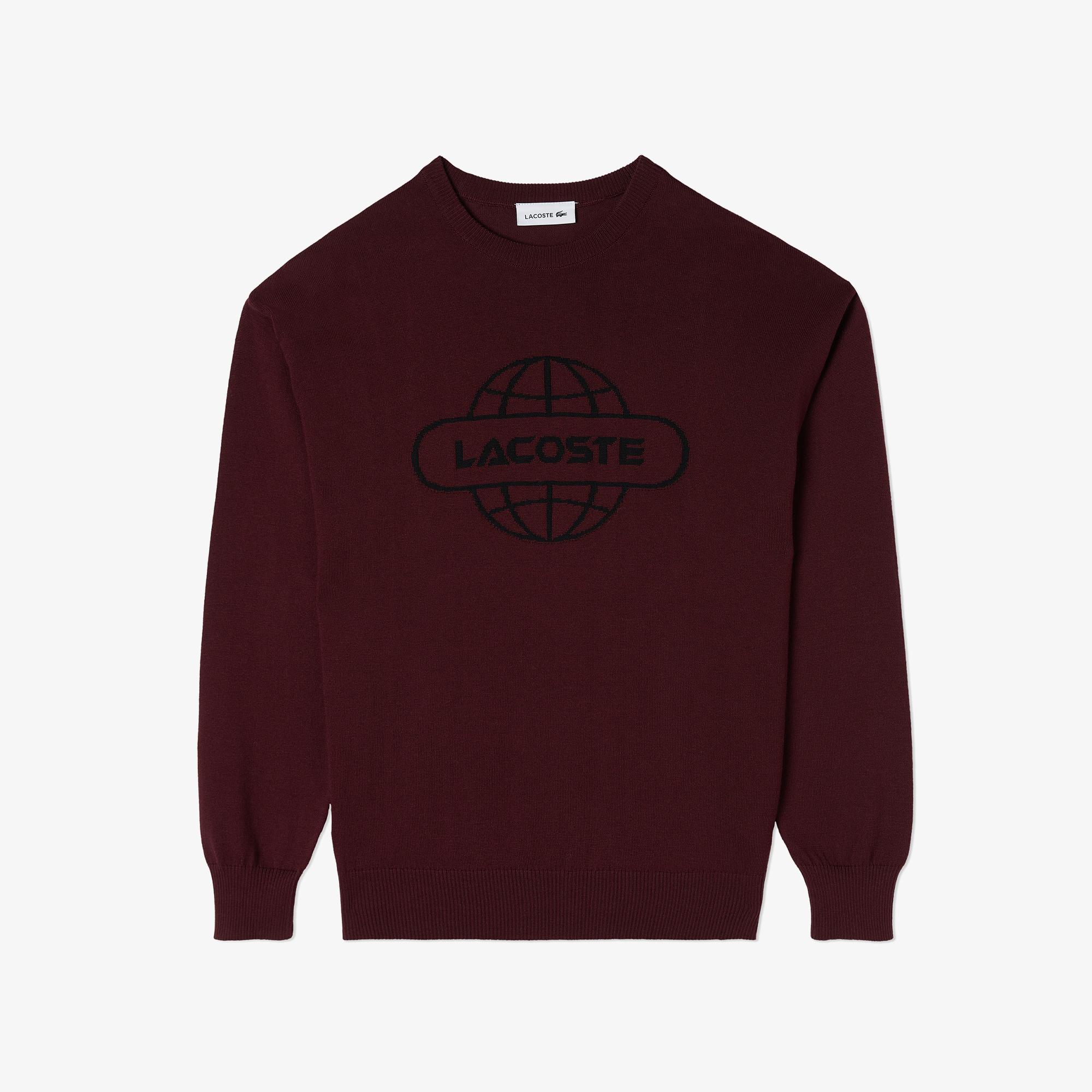 Kadın Regular Fit Bisiklet Yaka Baskılı Kırmızı Kazak