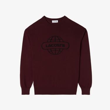  Kadın Regular Fit Bisiklet Yaka Baskılı Kırmızı Kazak