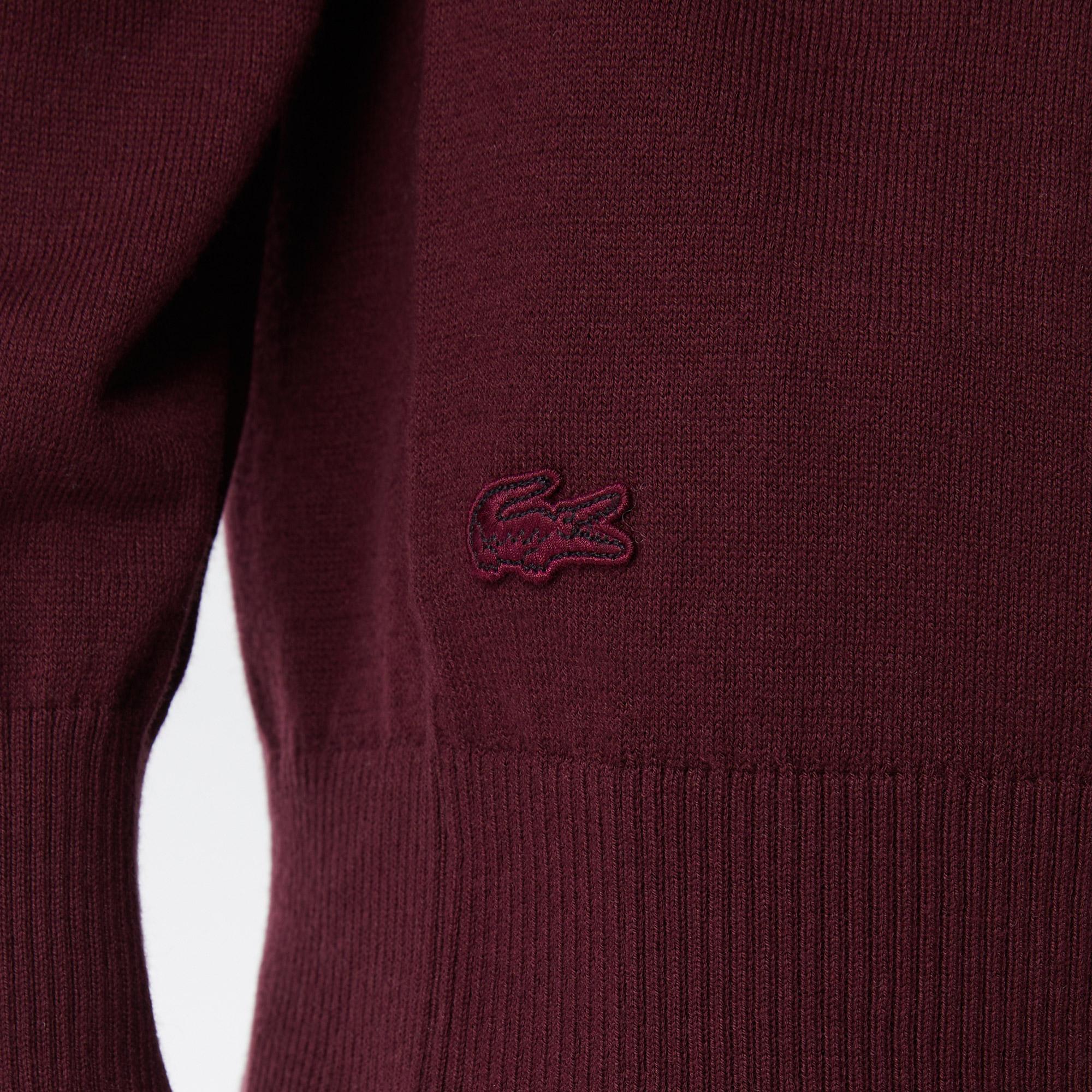 Kadın Regular Fit Bisiklet Yaka Baskılı Kırmızı Kazak