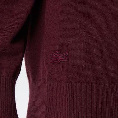  Kadın Regular Fit Bisiklet Yaka Baskılı Kırmızı Kazak