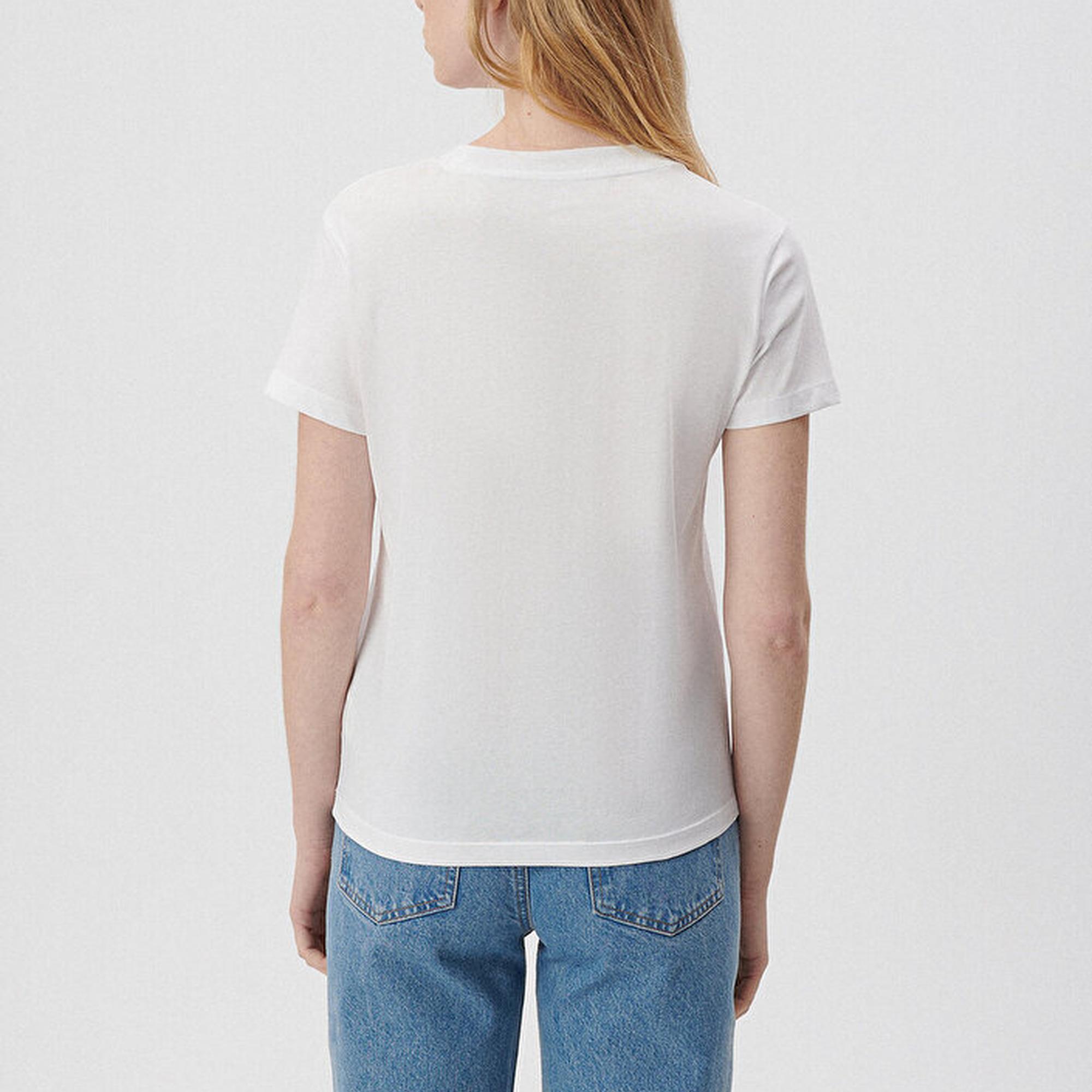 Mavi Mavi Kedi Logo Baskılı Beyaz Tişört Regular Fit / Normal Kesim 1611478-620