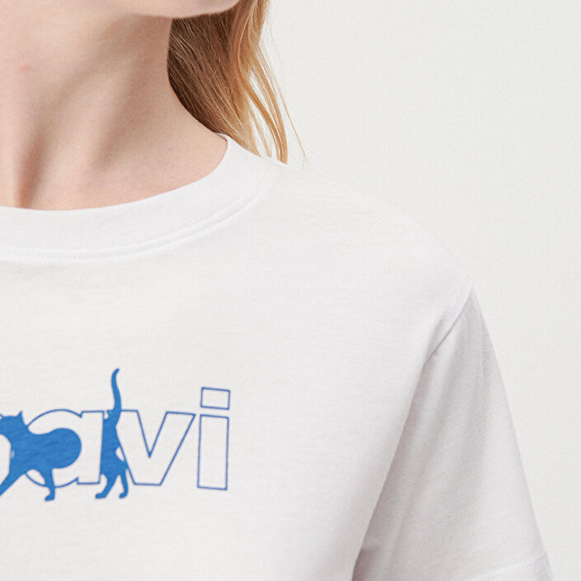 Mavi Mavi Kedi Logo Baskılı Beyaz Tişört Regular Fit / Normal Kesim 1611478-620