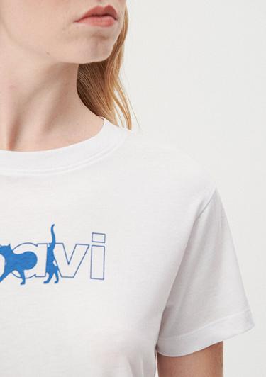  Mavi Mavi Kedi Logo Baskılı Beyaz Tişört Regular Fit / Normal Kesim 1611478-620