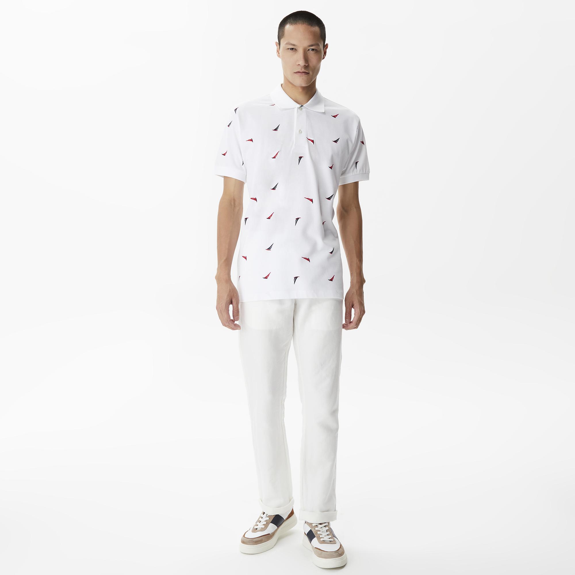 Nautica Erkek Beyaz Classic Fit Kısa Kollu Polo Yaka T-Shirt