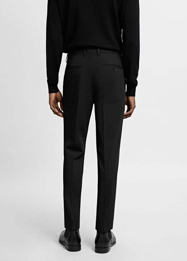  Mango Erkek Süper Slim Fit Streç Kumaştan Kumaş Pantolon Siyah
